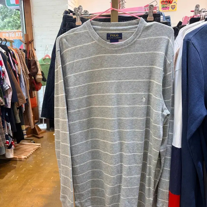 [BUNJANG] Polo Ralph Lauren Striped Long Sleeve T-Shirt / 폴로 랄프로렌 스트라이프 긴팔 티셔츠