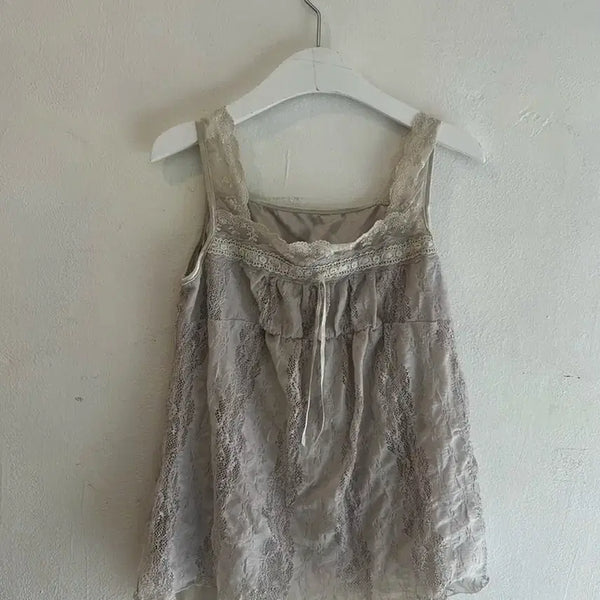 [BUNJANG] Mute Lace Sleeveless Top / 뮤트 레이스 슬리브리스