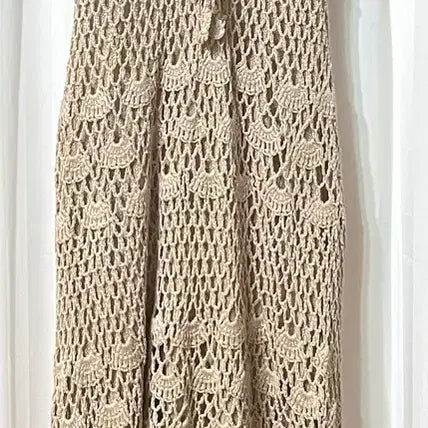 [BUNJANG] Beige Crochet Knit Dress / (새상품) 베이지색 크로셰 니트 원피스 44-55반