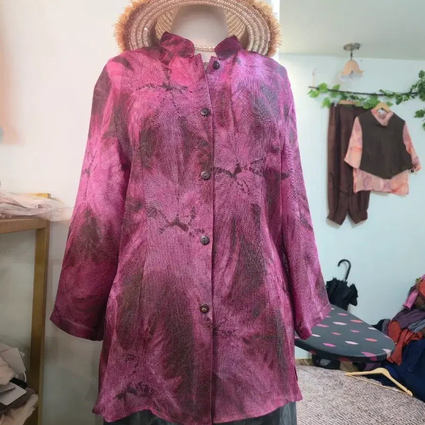 [BUNJANG] Natural Dye Rose Color Rayon Blouse / 천연염색 장미빛 인견 블라우스 (새상품)