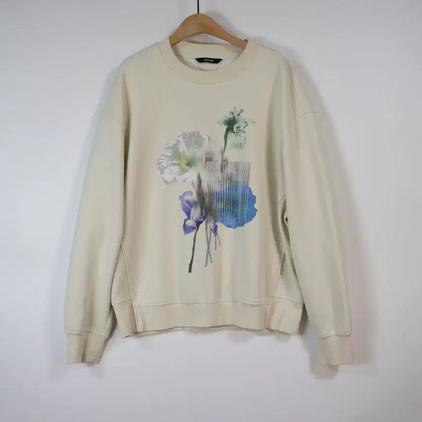 [BUNJANG] SYSTEM Flower Print Sweatshirt Ivory Overfit / SYSTEM 시스템 플라워 프린트 맨투맨 95 오버핏 한섬
