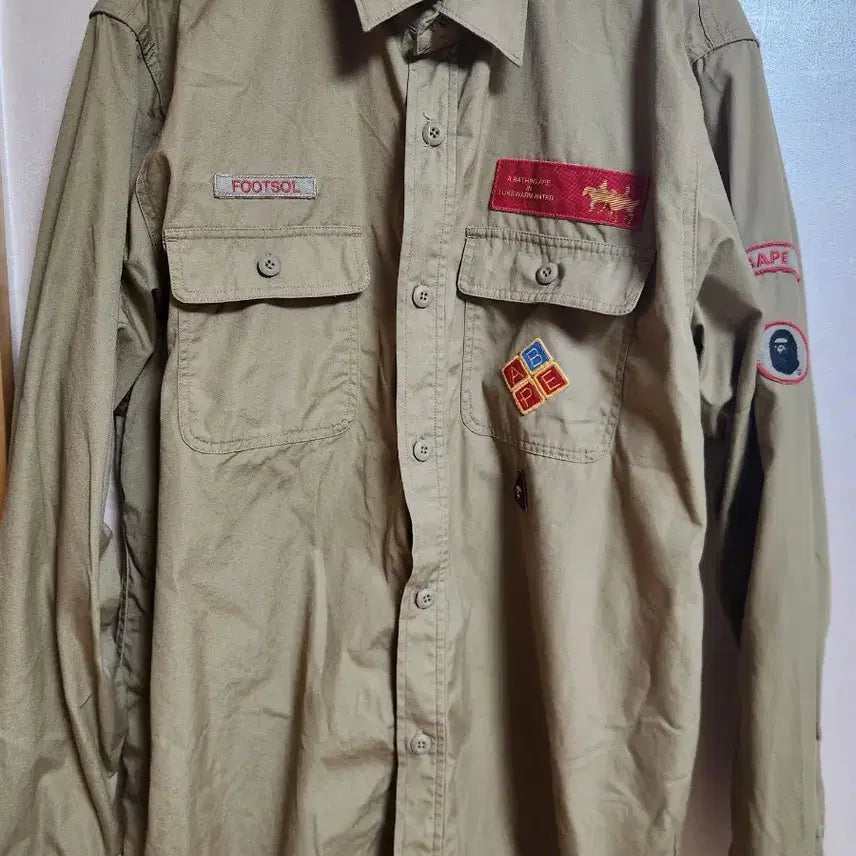 [BUNJANG] BAPE Boishout Shirt Beige L / (베이프) 보이스카웃 셔츠 베이지 L사이즈