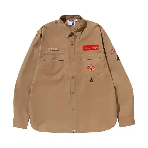 [BUNJANG] BAPE Varsity Shirt Beige L / 베이프-보이스카웃 셔츠 베이지 L사이즈