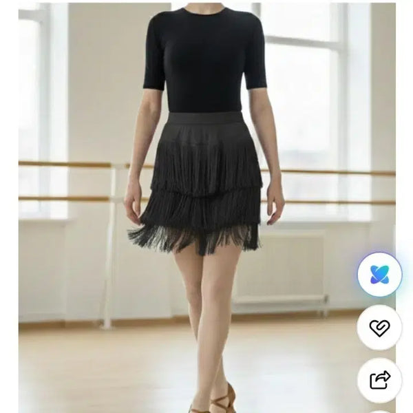 [BUNJANG] Black Frill Dance Skirt XL / 블랙 프릴 댄스 스커트