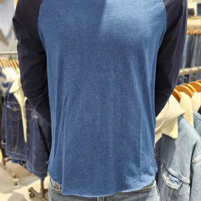 [BUNJANG] Levi's Men's Raglan Long Sleeve T-Shirt Navy S / 택제거X 리바이스 LEVI'S 남성 레글런 긴소매 티셔츠 나그랑