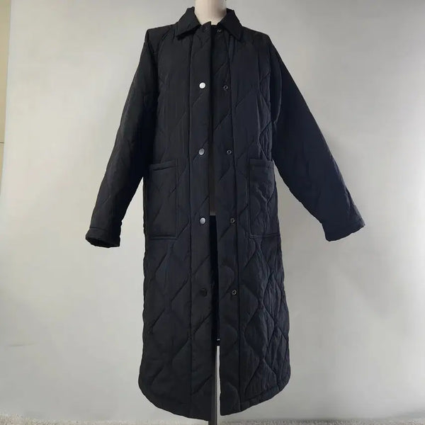 [BUNJANG] Breal Black Quilted Long Coat / BREAL 블랙 퀼팅 누빔 롱코트 여성 66