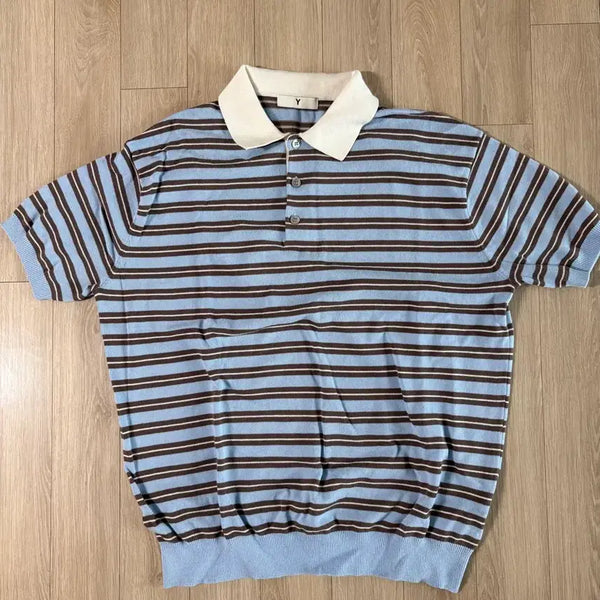 [BUNJANG] Striped Collar Knit Blue / 스트라이프 카라 니트 블루