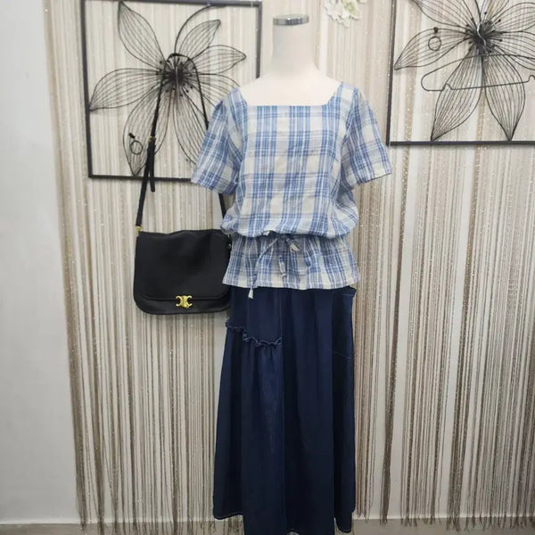 [BUNJANG] 66Girls Check Pattern Blouse (Free Size) / 66걸즈   체크 패턴 블라우스 (FREE)