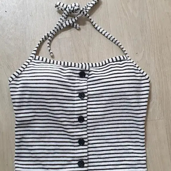 [BUNJANG] Stripe Sleeveless Crop Top / 스트라이프 나시 크롭탑(새상품)