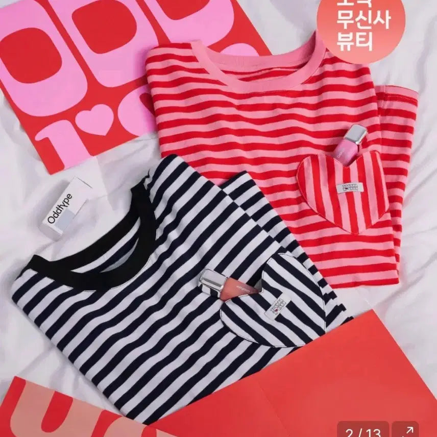 [BUNJANG] Ronron Odd Type Heart Pocket T-Shirt Pink / 론론 오드타입 하트포켓 티셔츠 핑크