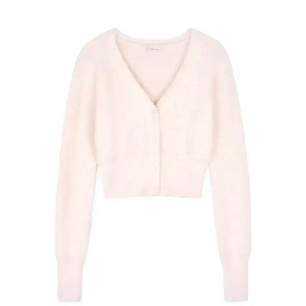 [BUNJANG] Clishir Cotton Candy V-Neck Cardigan Pink / [새상품] 클리시어 코튼 캔디 브이넥 가디건 핑크