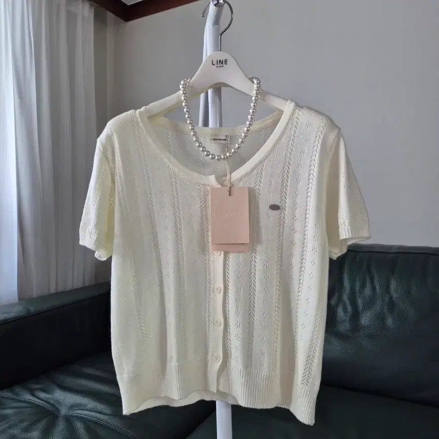 [BUNJANG] Crochet Cardigan Ivory Size S / 크로셰 아이보리 가디건 택채 새것 S