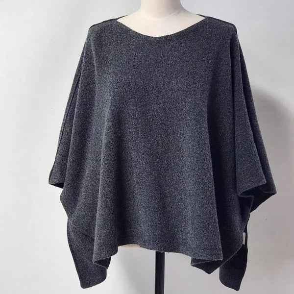 [BUNJANG] Sisley Wool Blend Poncho Knit Cape Dark Grey / SISLEY 울 블렌디드 판초 망토 니트 다크그레이 FREE