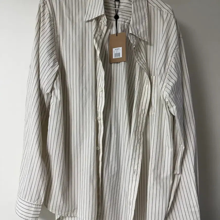 [BUNJANG] Stussy Stripe Standard Shirt Natural Stripe / 스투시 스트라이프 스탠다드 셔츠 네츄럴 스트라이프