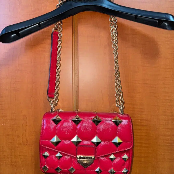 [BUNJANG] Michael Kors Studded Crossbody Bag Red / 마이클코어스 스터드 크로스백 레드