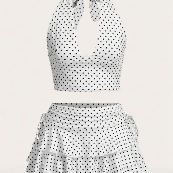[BUNJANG] Dot Halter Bikini Skirt Set / 도트 홀터 비키니 스커트 세트