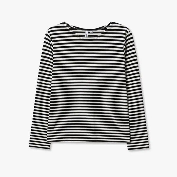 [BUNJANG] ENZ BLUES Basic Stripe Long Sleeve T-Shirt Black / 엔조블루스 베이직 스트라이프 긴팔 티셔츠 블랙