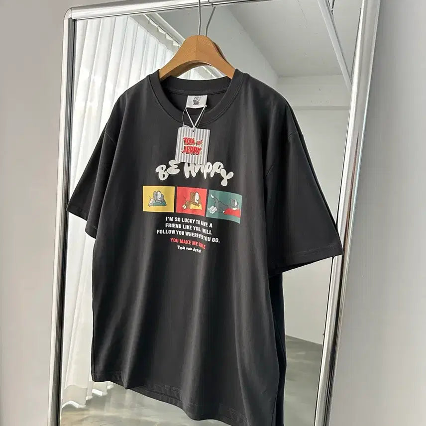 [BUNJANG] Tom and Jerry 86th Anniversary Warner Bros. Licensed Graphic T-Shirt Charcoal / Tom and Jerry 톰과제리 86주년 워너브로스 라이센스 오피셜