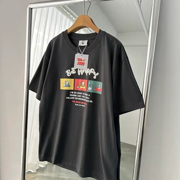 [BUNJANG] Tom and Jerry 86th Anniversary Warner Bros. Licensed Graphic T-Shirt Charcoal / Tom and Jerry 톰과제리 86주년 워너브로스 라이센스 오피셜