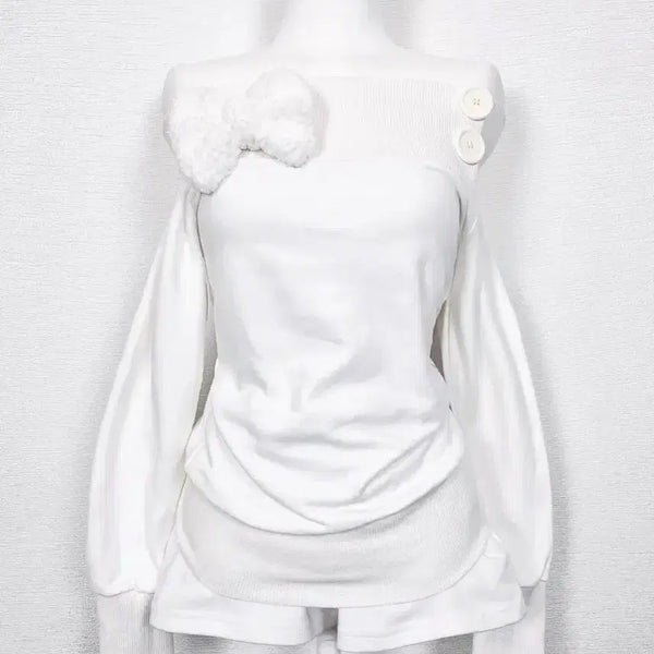 [BUNJANG] Vintage White Off-Shoulder Top / 진리빈티지 stc빈티지 화이트 오프숄더