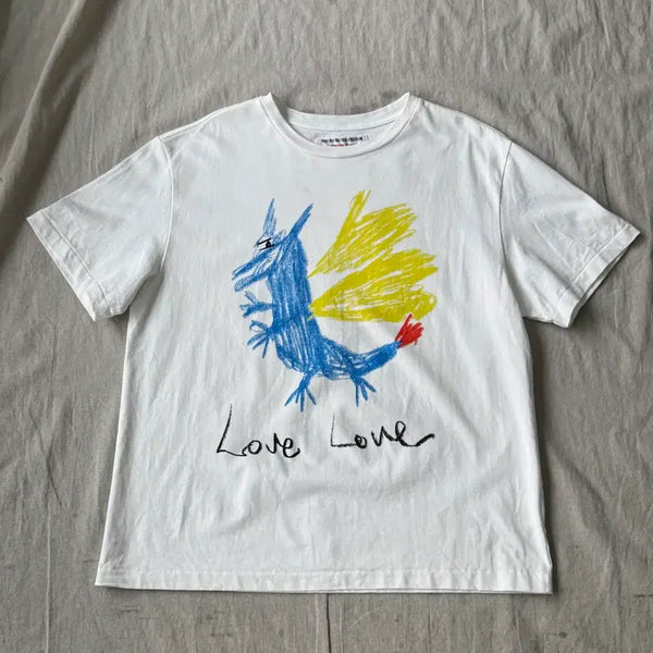[BUNJANG] The Museum Visitor Blue Dragon Drawing Short Sleeve T-Shirt Size L / 더뮤지엄비지터 청룡 드로잉 반팔 L