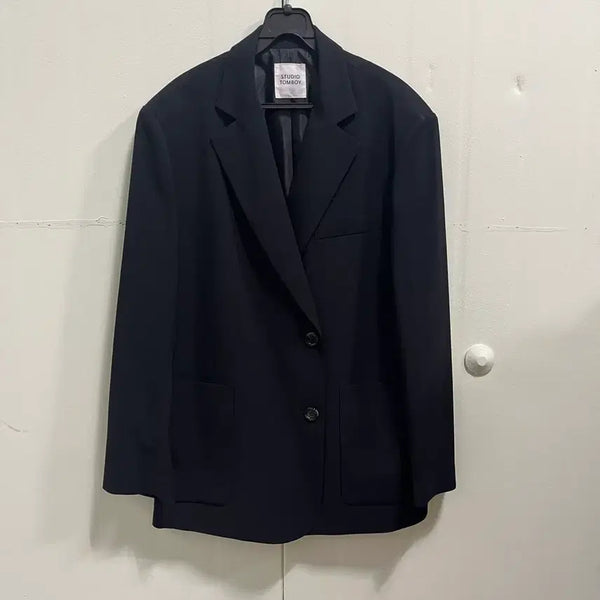 [BUNJANG] 23ss Studio Tomboy Black Oversized Jacket Size 80 / 23ss 스튜디오 톰보이의 블랙 오버핏 자켓 80