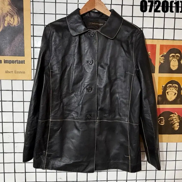 [BUNJANG] Frendano Leather Jacket Black M / 프렌다노 가죽 자켓 블랙 M