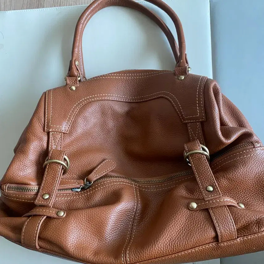 [BUNJANG] PAV Cowhide Leather Tote Bag Brown / PAV 가방 소가죽 토트백 브라운