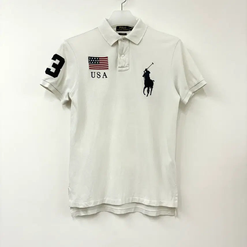 [BUNJANG] Polo Ralph Lauren Big Pony USA Flag Chief-Keep Short Sleeve Polo Shirt / 폴로 랄프로렌 빅포니 USA 성조기 치프키프 카라 반팔 티셔츠