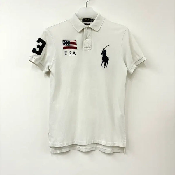 [BUNJANG] Polo Ralph Lauren Big Pony USA Flag Chief-Keep Short Sleeve Polo Shirt / 폴로 랄프로렌 빅포니 USA 성조기 치프키프 카라 반팔 티셔츠