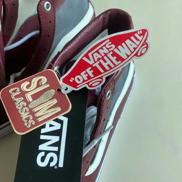 [BUNJANG] Vans Sk8-Hi Burgundy Leather Sneakers / 반스 스케이트 하이 버건디 가죽 스니커즈