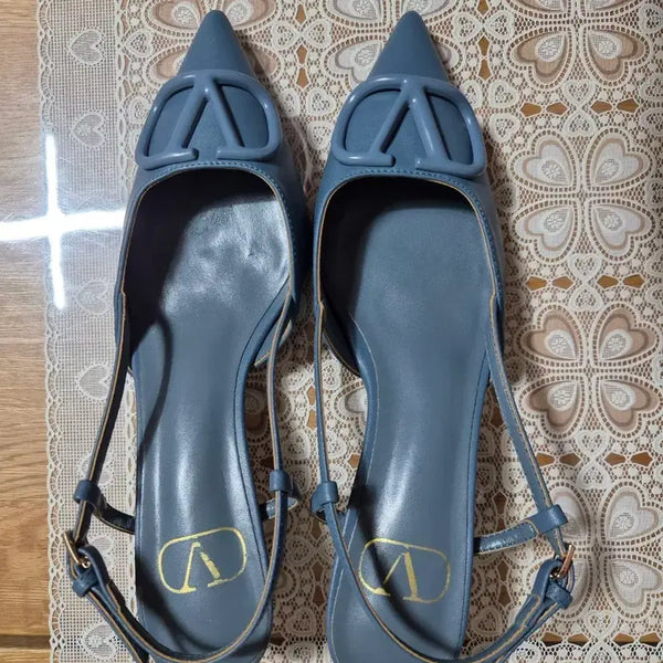 [BUNJANG] Valentino Rockstud Slingback Shoes Blue / 발렌티노 락스터드 슬링백 블루 250