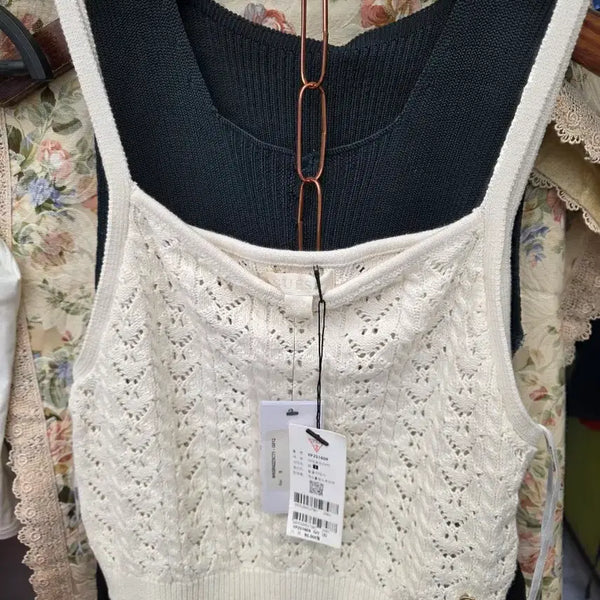 [BUNJANG] Guess Cropped Knit Tank Top S / 새상품)게스 크롭 니트 나시 S 80
