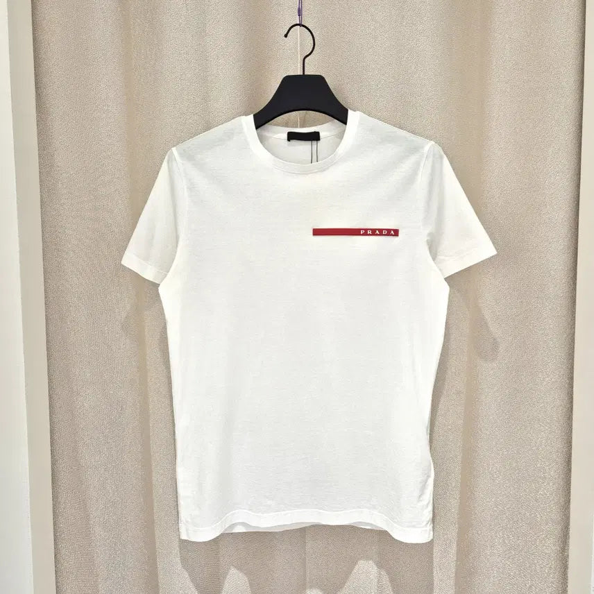 [BUNJANG] Prada Red Logo Short Sleeve T-shirt White L / (L)프라다 레드 로고 반팔 티셔츠 화이트