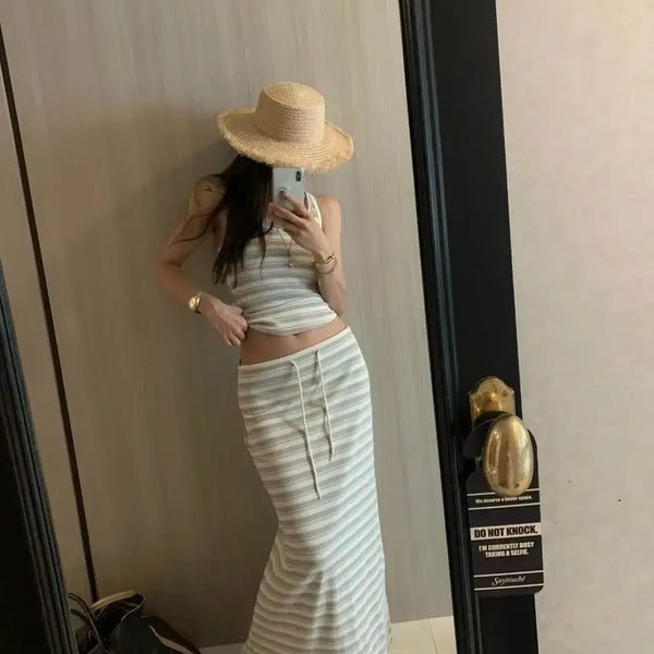 [BUNJANG] Birkin Milk Ribbed Two-Piece Set Sky Blue / 버킨 밀크골지세트 투피스 (스카이 당일출고2개가능)