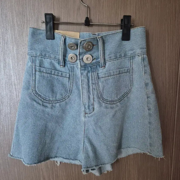 [BUNJANG] High-Waisted Light Wash Denim Shorts / 하이웨스트 연청 팬츠[새상품]