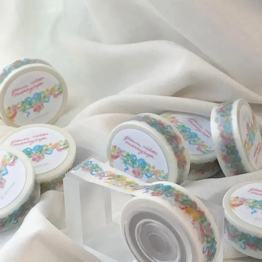 [BUNJANG] Sosoroun Flower Ribbon Washi Tape / 소소로운 플라워리본 마테