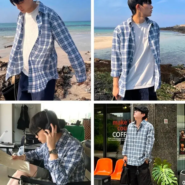[BUNJANG] Leair Seersucker Summer Check Shirt / 르아르 시어서커 여름 체크셔츠