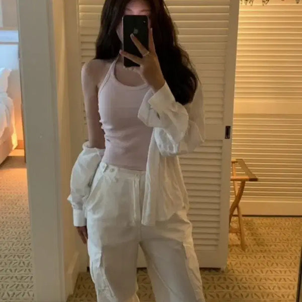 [BUNJANG] Ondemin Cargo Pants White S / 온드민 카고팬츠 화이트 s