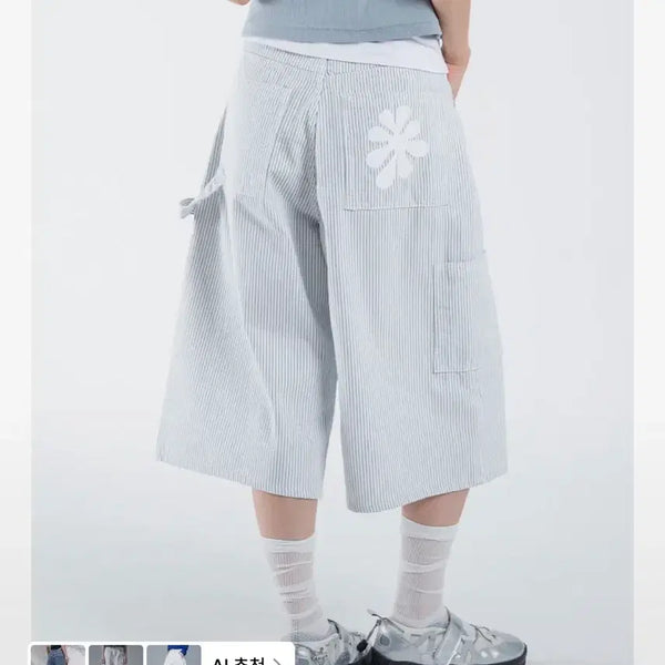 [BUNJANG] OFFICIAL LOGO STRIPE BERMUDA PANTS / 오피쉬 LOGO STRIPE BERMUDA PANTS