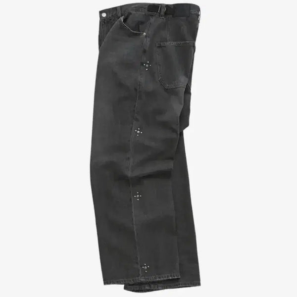 [BUNJANG] Politéro 1011 Gosima Denim Pants / [1] 폴리테루 1011 고시마 데님 팬츠 리벳 플라워 워시드 블랙