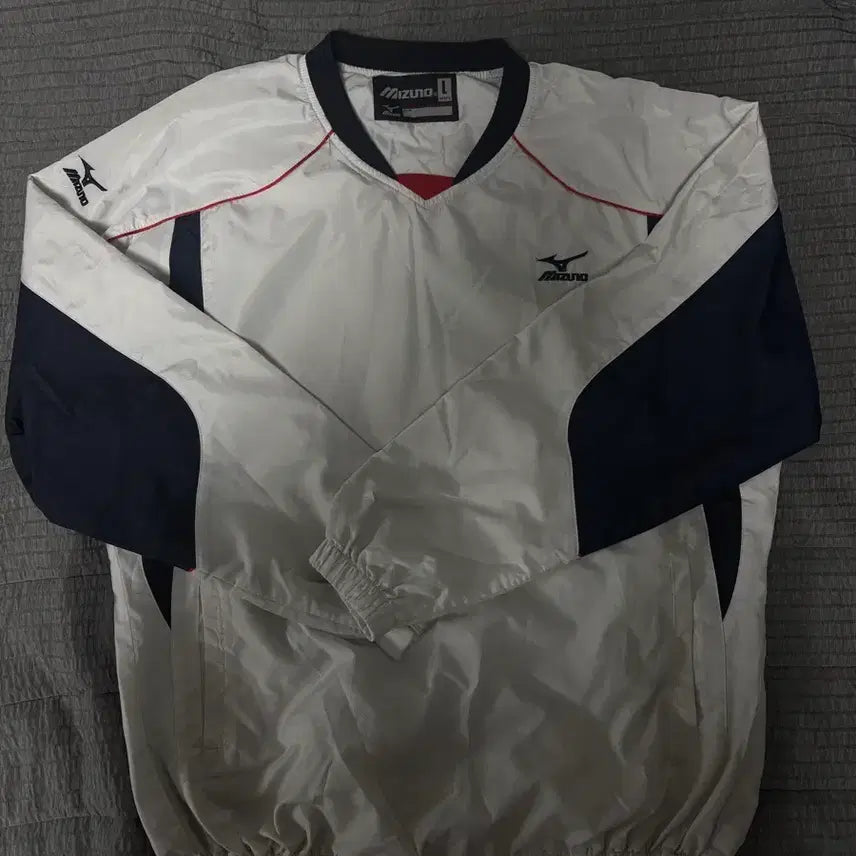 [BUNJANG] Mizuno White Windbreaker Warm-Up Jacket / 미즈노 화이트 바람막이 윔업
