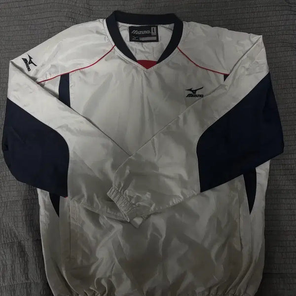 [BUNJANG] Mizuno White Windbreaker Warm-Up Jacket / 미즈노 화이트 바람막이 윔업