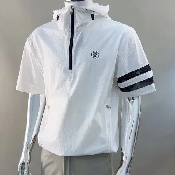 [BUNJANG] Men's Golf Short Sleeve Hooded Zip-Up / 남성 골프 후드집업 반팔