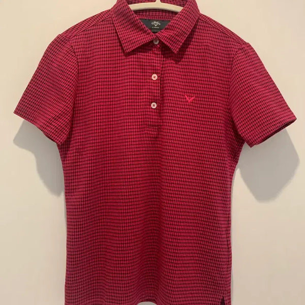 [BUNJANG] Callaway X Series Women's Golf Polo Shirt - Black Check Pink, Size L / 여성 캘러웨이 X 시리즈 골프 카라티 L