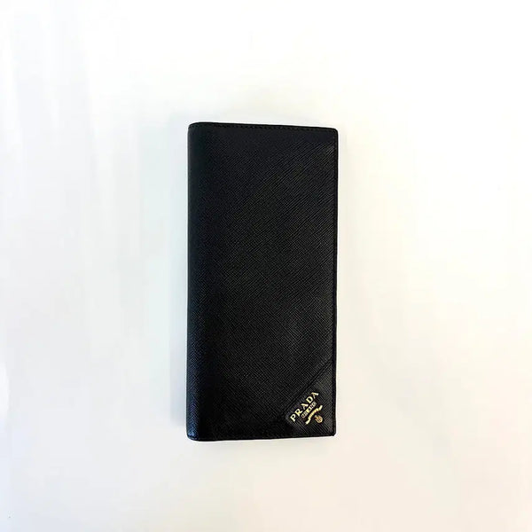 [BUNJANG] Prada Saffiano Leather Long Wallet Black Gold 2MV836 / 프라다 사피아노 레더 장지갑 블랙 골드 2MV836