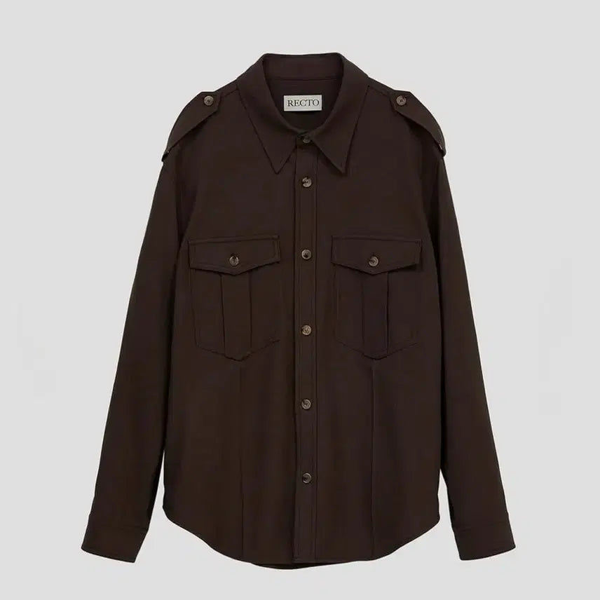 [BUNJANG] RECTO 21FW Bohemian Roll-Up Detail Shirt Vintage Brown L / 렉토 21fw 보헤미안 롤업 셔츠 빈티지브라운 L