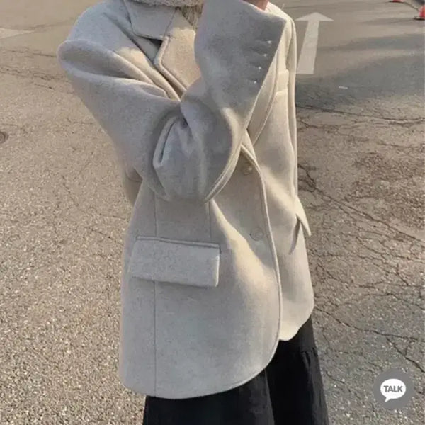 [BUNJANG] Aniwonmore Wool Padded Jacket (Ivory) / 애니원모어 자켓 (오브 울 패딩 자켓 아이보리)