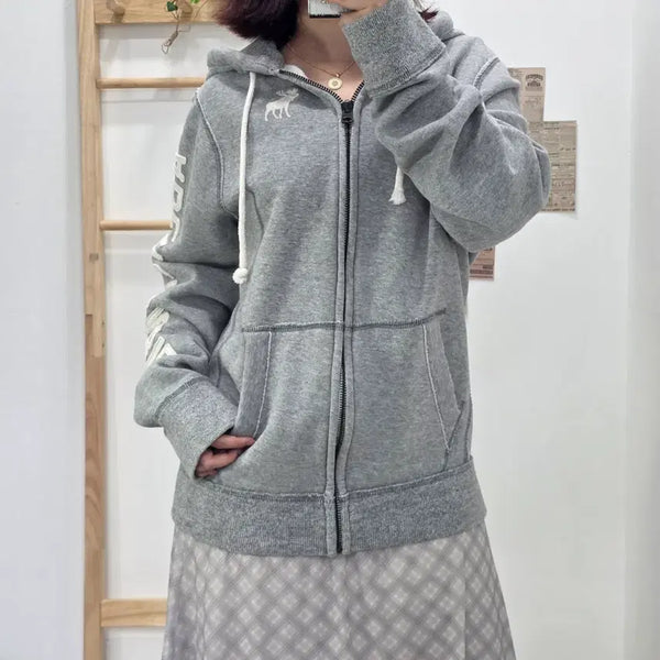 [BUNJANG] Abercrombie & Fitch Grey Hooded Zip-Up Hoodie L / [프립]L/아베크롬비 후드 집업 그레이