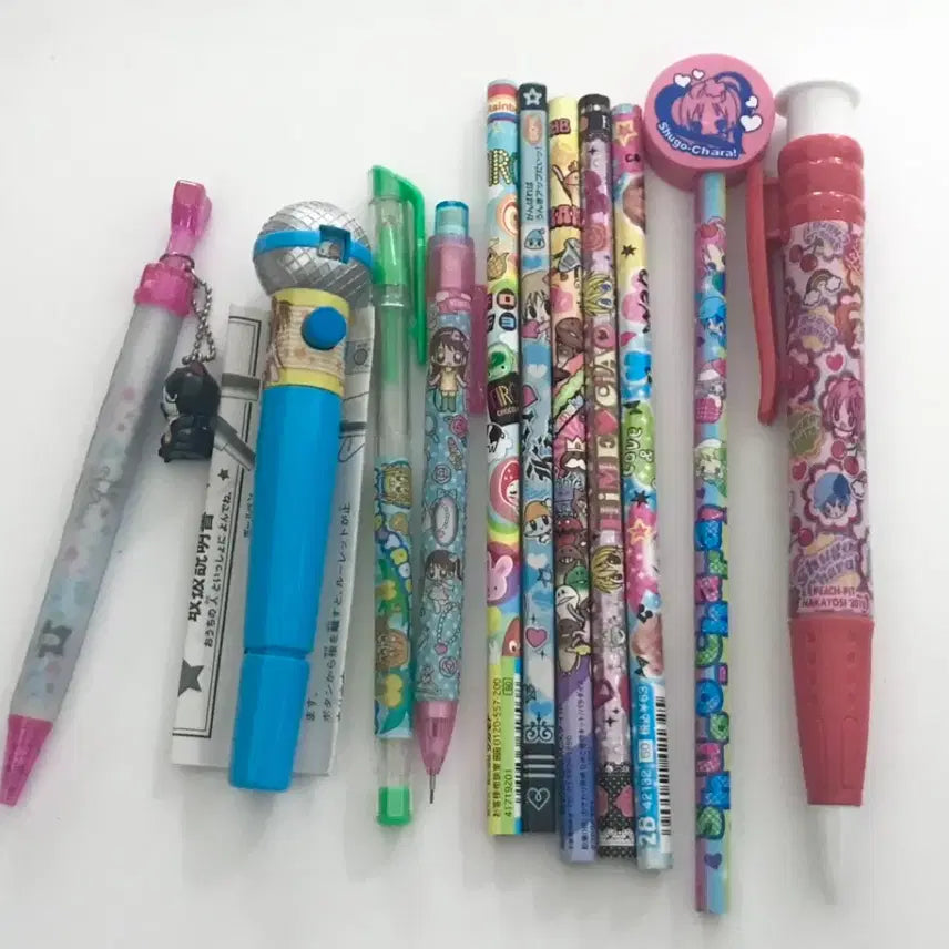 [BUNJANG] Shugo Chara! (Shugo Chara!) Classic Stationery Set - Keyring & Pencils Bundle / 라라의 스타일기 캐캐체 고전 문구 헤이세이 키링 볼펜 연필 일괄